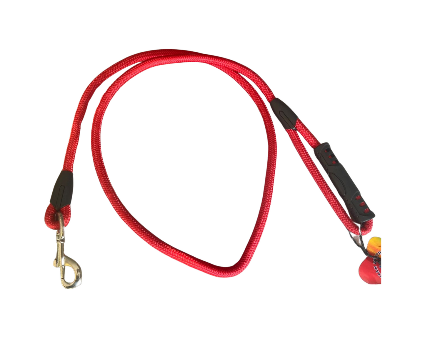 Round Rope Leash with Plastic Handle - S, Solid Red