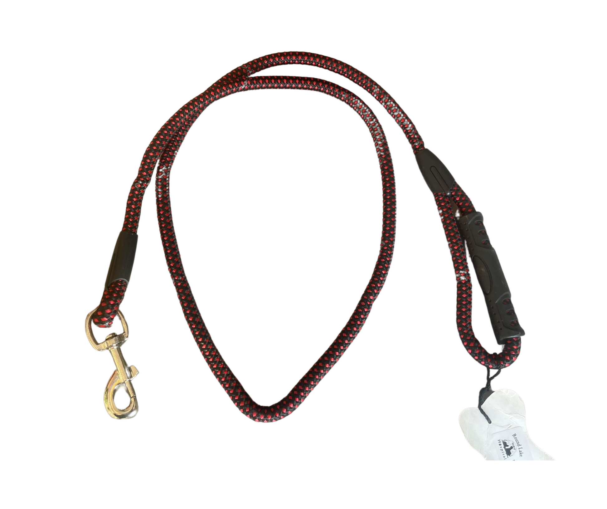 Round Rope Leash with Plastic Handle - S, Red & Black