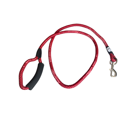 Round Rope Leash Imp Rubber Handle (Medium) - L, Black & Red