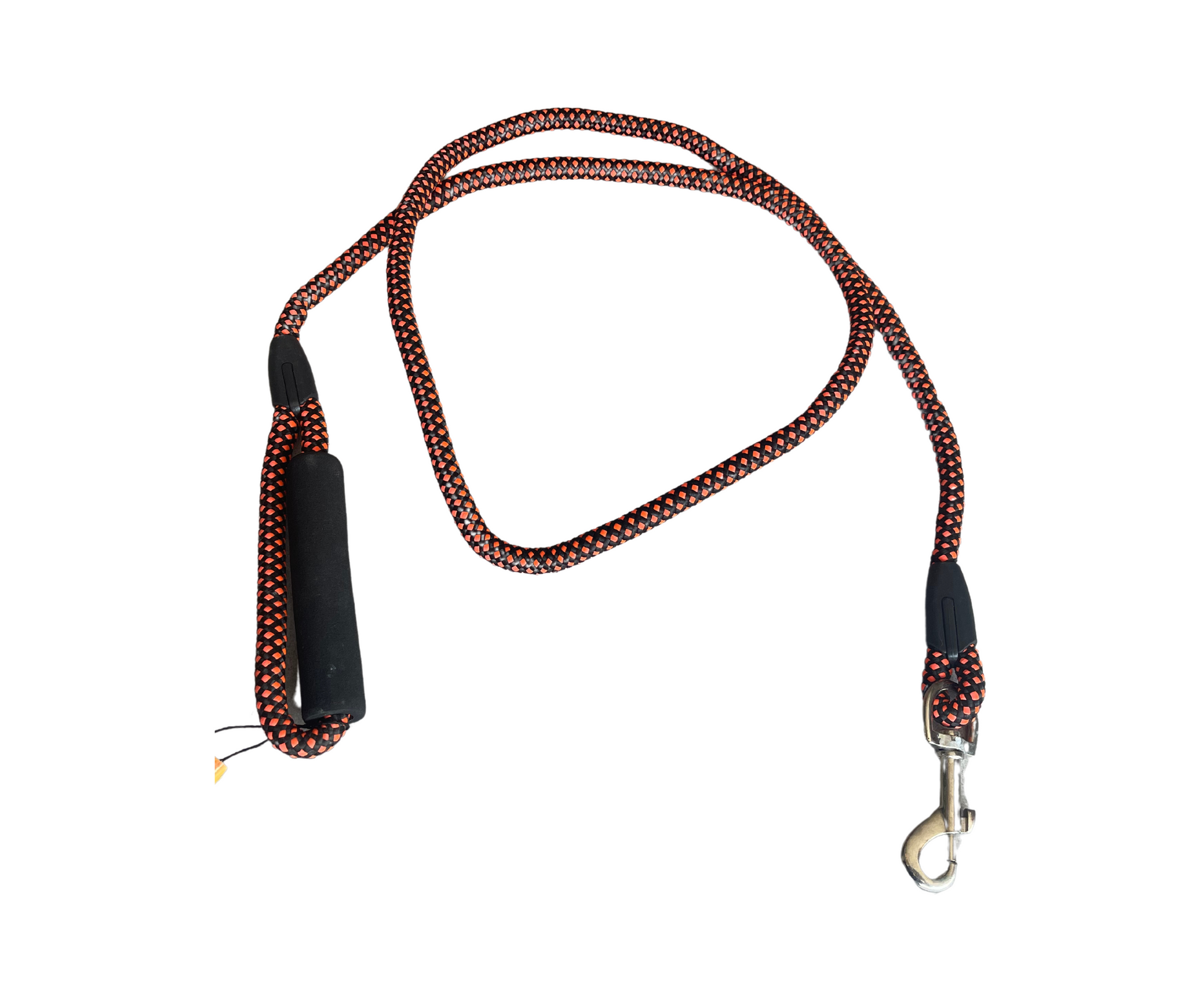 Round Rope Leash Imp Rubber Handle (Medium) - L, Black & Orange