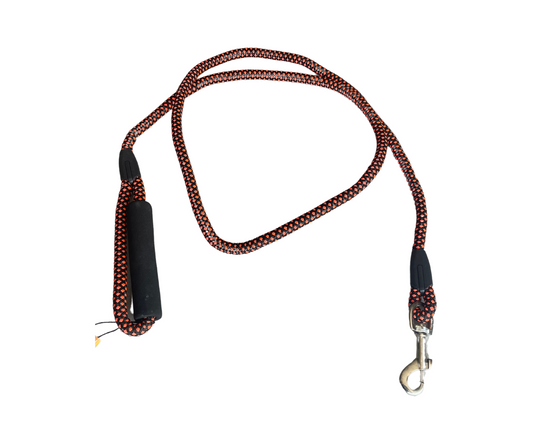 Round Rope Leash Imp Rubber Handle (Medium) - L, Black & Orange