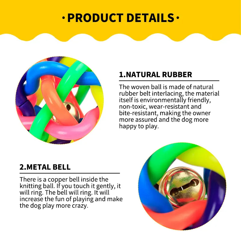 Ball Bite Resistant Rainbow Color Rubber Material Exercise Toy