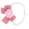 Pearl Style Cat Necklace With Pink Flower Charm