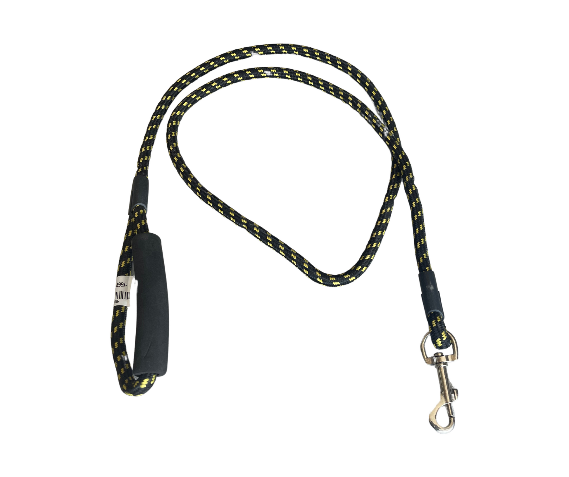 Round Rope Leash Imp Rubber Handle (Medium) - L, Black & Yellow