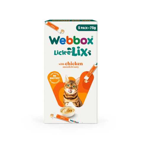 Webbox Lick E Lix Chicken Cat Treats 75G 5 15G
