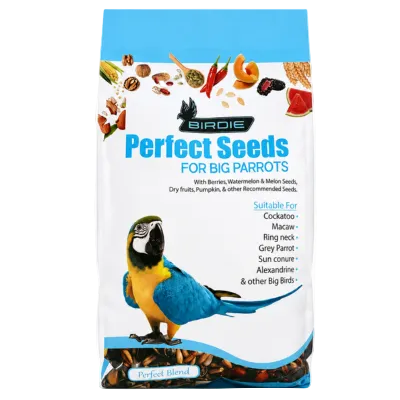 Birdie Perfect Seeds for Big Parrots 1kg for Macaws Cockatoos Grey Parrots Ringnecks Sun Conures and Alexandrines