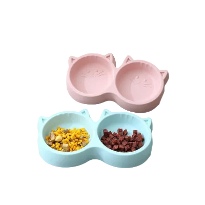 Cat Face Plastic Food Water Bowl For Cats