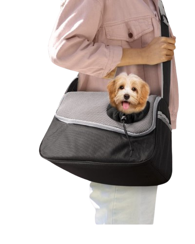 Black Pet Shoulder Carrier Bag with Mesh Top