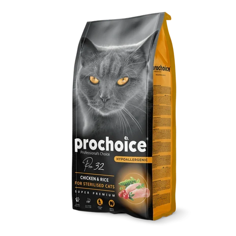 Prochoice Pro 32 Chicken Rice Dry Cat Food For Sterilised Adult Cats 330G