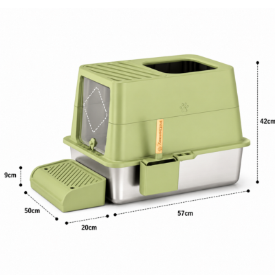 Premium Enclosed Stainless Steel Cat Litter Box With Front Entry And Top Opening