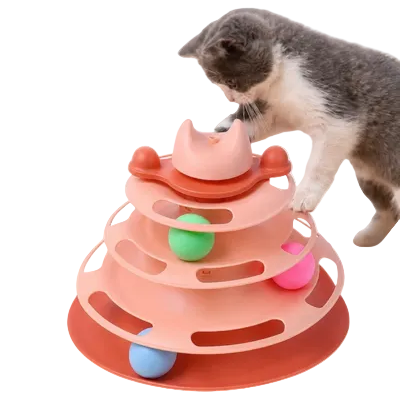 Pink Multi Level Interactive Cat Track Toy With Balls