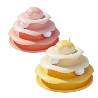 Beige Multi Level Interactive Cat Track Toy With Balls