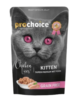 Prochoice Kitten Chicken Liver Meaty Bites In Jelly Wet Food 85G