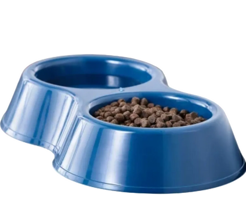 Double Blue Food & Water Bowl for Cats and Dogs