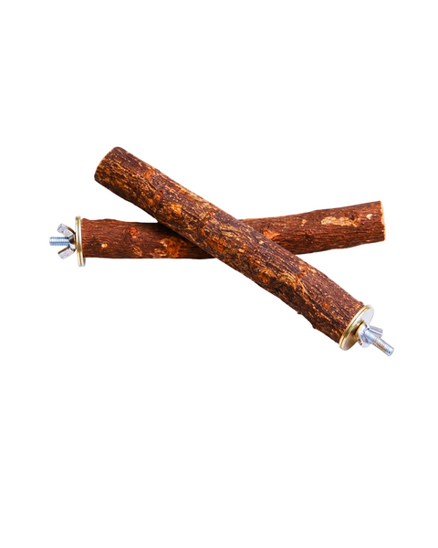 6 inch natural bird perch with wing nut cage mounting attachment