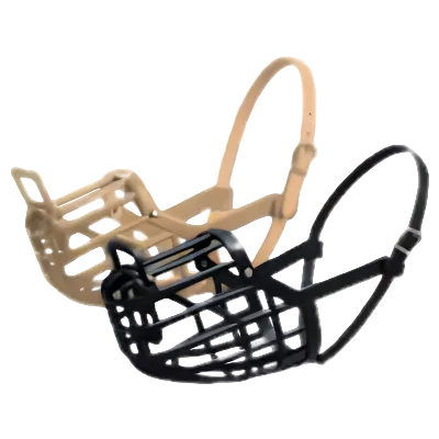 Black soft plastic basket muzzle for dogs size 6 with adjustable strap