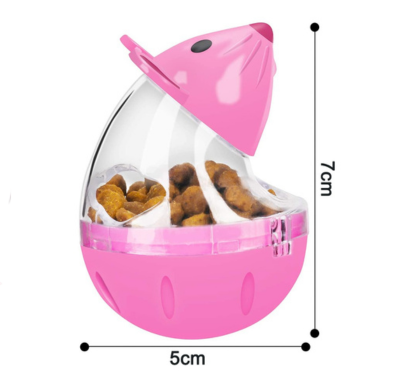 Mouse shaped cat slow feeder tumbler ball toy with transparent treat dispenser
