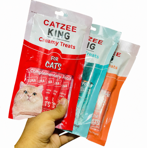 Catzee King Creamy Cat Treat 15g in Tuna Chicken and Hairball Control variants