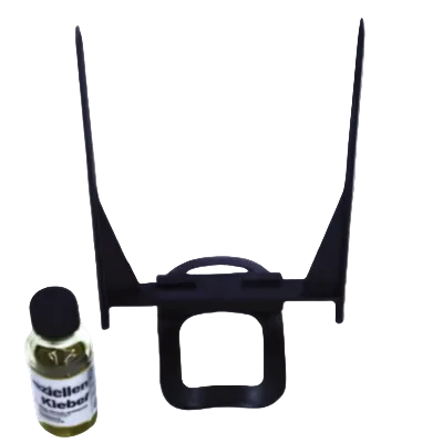 Black dog ear support strut kit with adhesive bottle and applicator brush