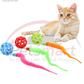 Colourful hollow ball toys for cats with bells and long furry tails
