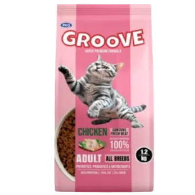 Groove Adult Chicken dry cat food 1.2kg pink bag