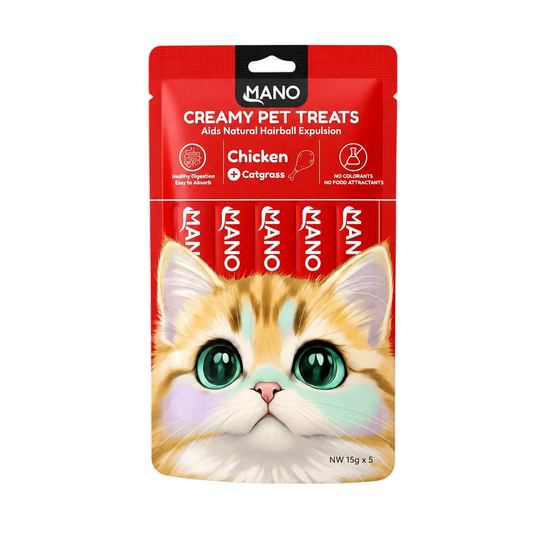MANO creamy chicken cat treat ingredients feeding guide and guaranteed analysis