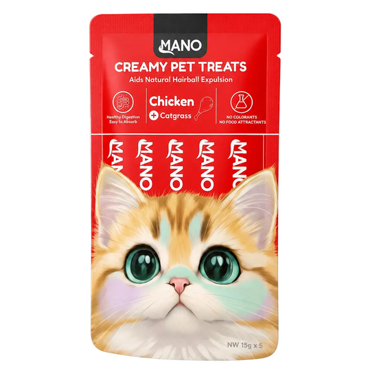 MANO Creamy Pet Treats Chicken and Catgrass for Cats 75g