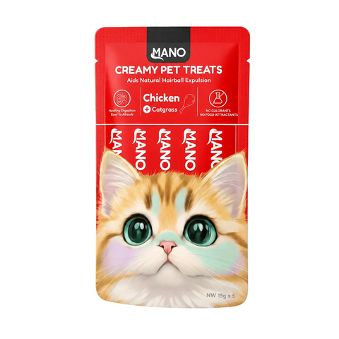 MANO Creamy Pet Treats Chicken and Catgrass for Cats 75g