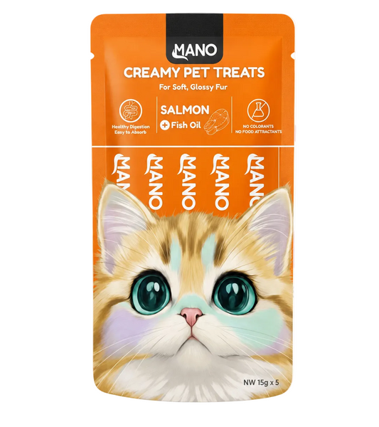 MANO creamy salmon cat treats with fish oil for cats
