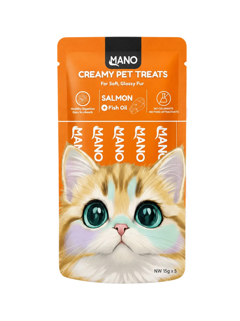 MANO creamy salmon cat treats with fish oil for cats
