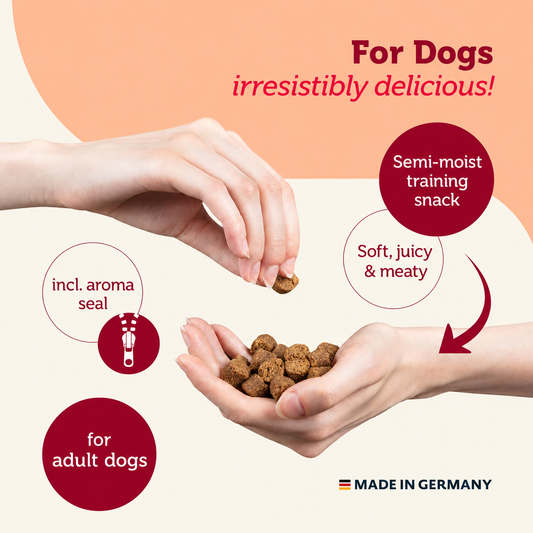 Mera Snacker Lamb 200g soft juicy semi moist training treats for adult dogs