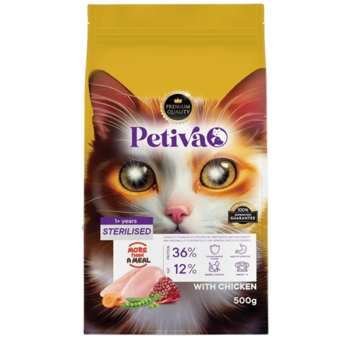 Petiva Sterilized Adult Chicken dry cat food 1.5kg bag