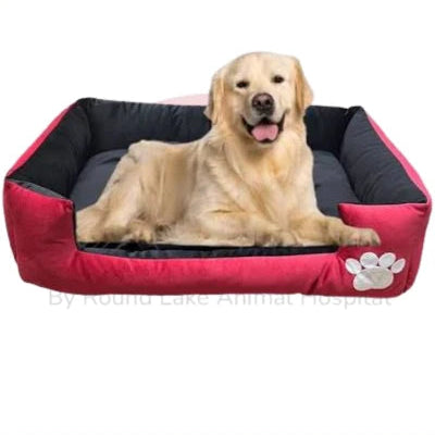 Large Cushioned Pet Bed for Cats and Dogs – Blue &amp; Grey