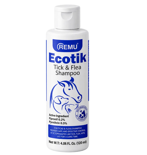 Remu Ecotik Tick and Flea Shampoo 120ml for external parasite control