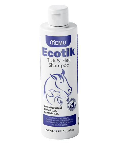 Remu Ecotik Tick and Flea Shampoo 400ml with Fipronil 0.2% and Pyrethrin 0.5%