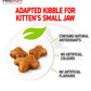 Royal Canin Kitten adapted kibble designed for a kitten's small jaw
