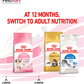 Royal Canin Kitten transition to adult cat nutrition at 12 months