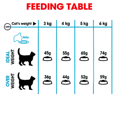 Royal Canin Urinary Care 2kg daily feeding guide for adult cats
