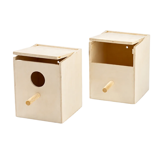 Small wooden bird breeding box for sparrows finches Java Gouldian and Bengalese birds